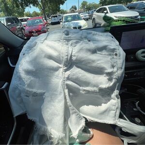 American Eagle midi white jean shorts